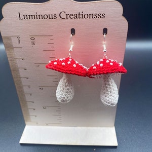 Mushroom Earrings, Crochet Earrings, Crochet Mushroom Earrings