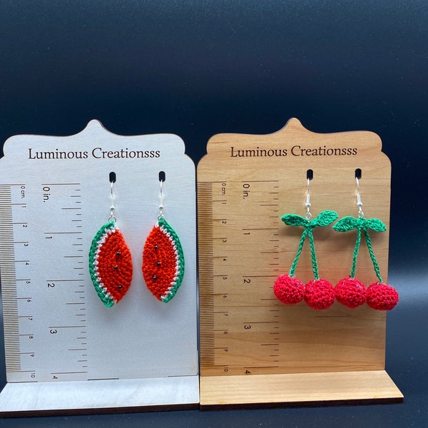 Crochet Cherry Earrings, Crochet Watermelon Earrings, Crochet Fruit Earrings, Summer Earrings