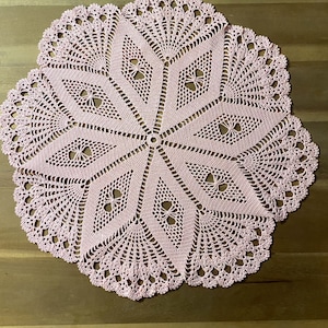 18-24 ” Inch Pink Crochet Doily, Large Doily-Centerpiece, Handmade, Table Cover, Crochet,Vintage, Bohemian,Boho Decor
