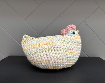 Chicken Plushie, Crochet Handmade Chicken - Pastel
