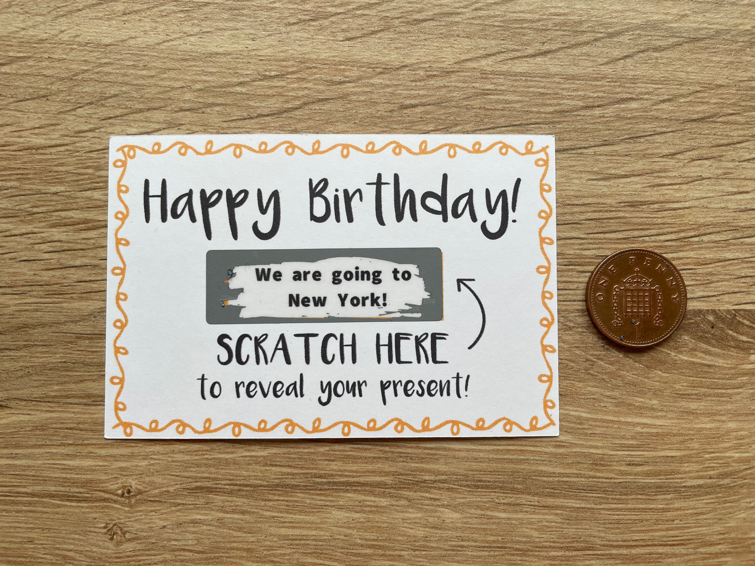 thumbnail image 2 of Personalised Birthday Scratch Off Surprise Card – Handmade With Envelope – Gift IOU 2 of 6