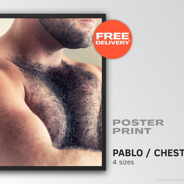 Pablo - Brust / Poster Print / Männlicher Torso mit dunkler behaarter Brust und Bart