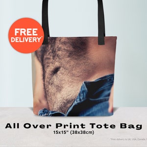 Pablo - Belly  / Tote Bag / Topless male with hairy belly and chest with unzipped jeans