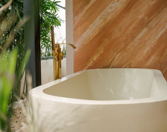 Custom Concrete Bathtub | Luxury Freestanding Soaking Tub | Handmade Modern Spa Tub