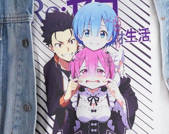 Re:Zero Rem Anime Character Trio T-Shirt | Subaru, Rem, Ram Design