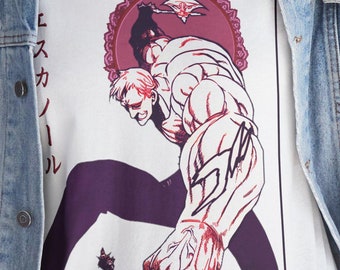 Koszulka Escanor Anime: Koszulka z nadrukiem Seven Deadly Sins Manga Unisex Cotton