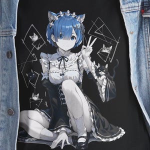 Rem Re:Zero Kara Hajimeru Isekai Seikatsu Japanese Manga Anime Aesthetic Kawaii Unisex Heavy Cotton Tee