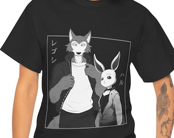Beastars Anime Heavy Cotton Tee: Legoshi Haru Vaporwave Manga