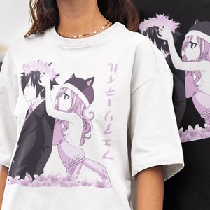 Fairy Tail Anime-tröja: Grå Fullbuster & Juvia Lockser Unisex bomullströja