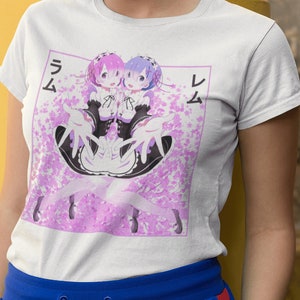 Re:Zero Rem Ram Aesthetic Anime Vaporwave Unisex Heavy Cotton Tee