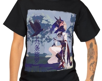 Kujou Sara Genshin Impact Tee: Koszulka unisex z motywem anime Vaporwave