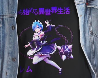 Koszulka z anime Rem – Re:Zero Manga, Kawaii Graphic Tee
