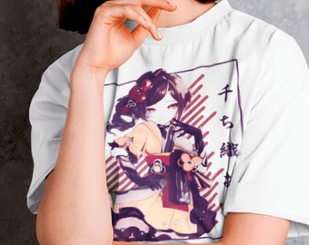 Koszulka Chiori Genshin Impact, estetyczna koszulka anime Vaporwave