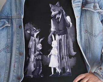 Camiseta Anime Beastars: Camiseta Haru & Legosi Vaporwave Manga