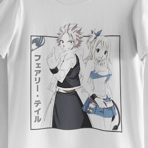 Fairy Tail Lucy Heartfilia Natsu Dragneel Anime Aesthetic Vaporwave Kawaii Unisex Heavy Cotton Tee