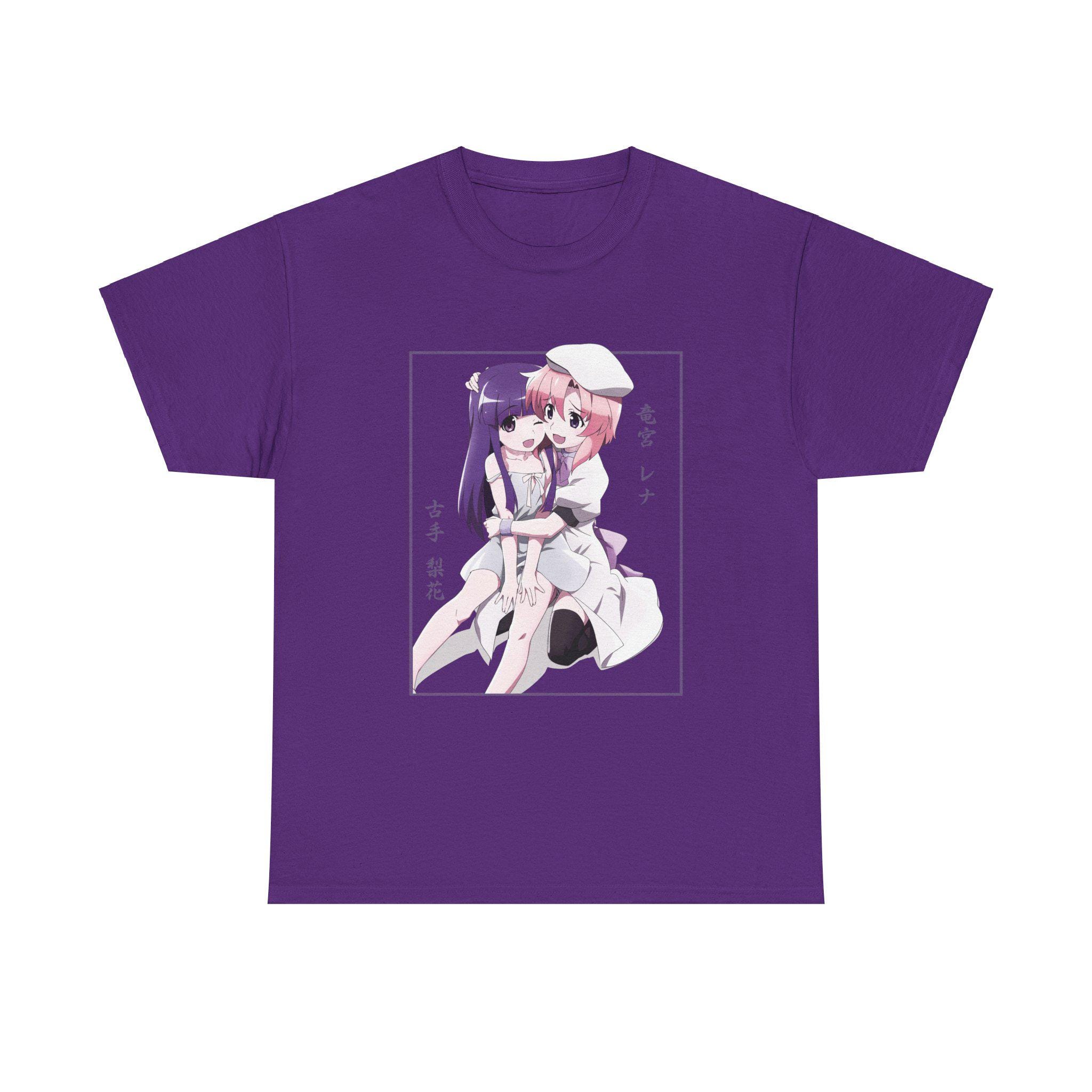 ひぐらしアニメ Tシャツ: 竜宮レナ & 古手梨花 ユニセックス コットン