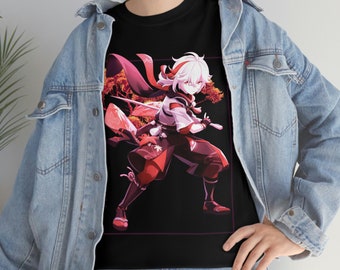 Kaedehara Kazuha Anime Tee, Vaporwave Unisex Heavy Cotton T-Shirt