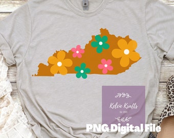Kentucky Floral PNG, KY Sublimation PNG, kentucky png file, kentucky digital download, digital png, floral state png,  digital files