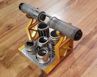 3D Print File - Modular Lightsaber Stand - Offset High Profile Arm Savi Scrap Option