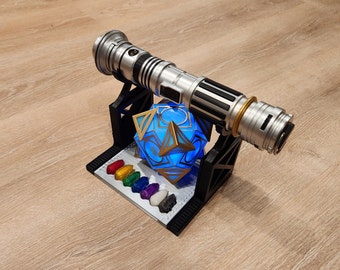 Lightsaber Stand -  Offset High Arm 7 Kyber Crystal Option