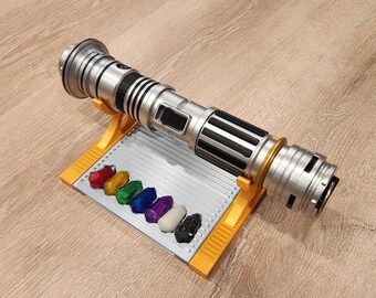 Lightsaber Stand - Offset Low Profile Arm 7 Kyber Crystal Option