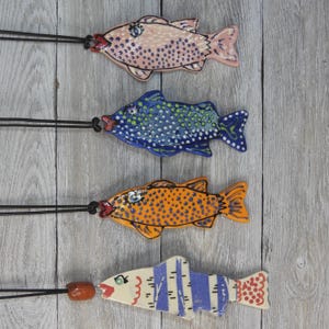 Ceramic fish ornaments -  beach decoration, fishing, handmade in Texas, Christmas ornament