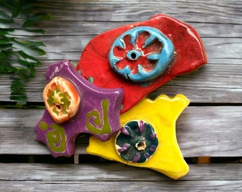 Ceramic Incense Holder, Ceramic Incense Burner, Colorful Incense Holder, Handmade Incense Stick Holder, Incense Dish.