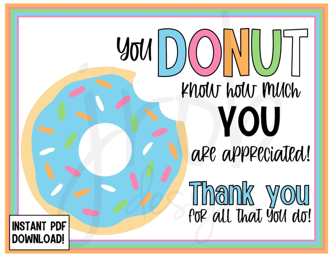 Donut Appreciation Printable Etsy Donut Appreciation Printable Etsy
