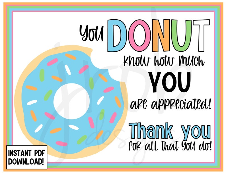 Donut Appreciation Printable - Etsy