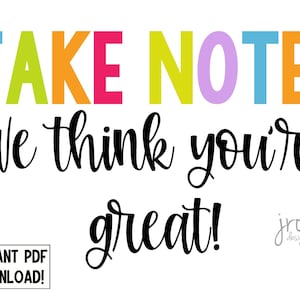 Note Appreciation Printable