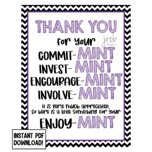 Thank You Mint Printable - Etsy