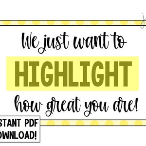 Highlighter Appreciation Printable