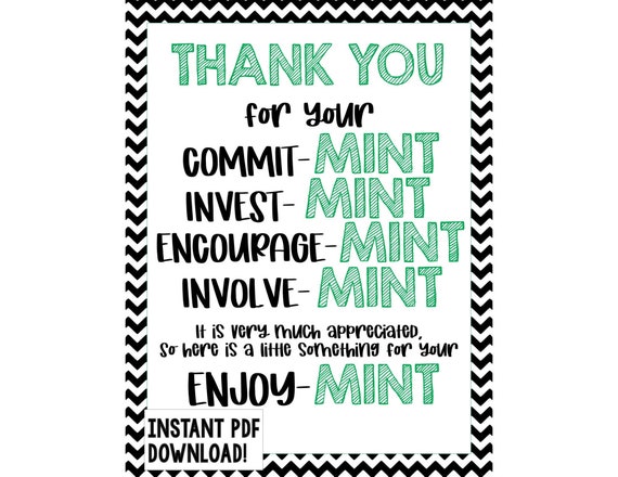 Thank You For Your Commit Mint Printable Free Pdf