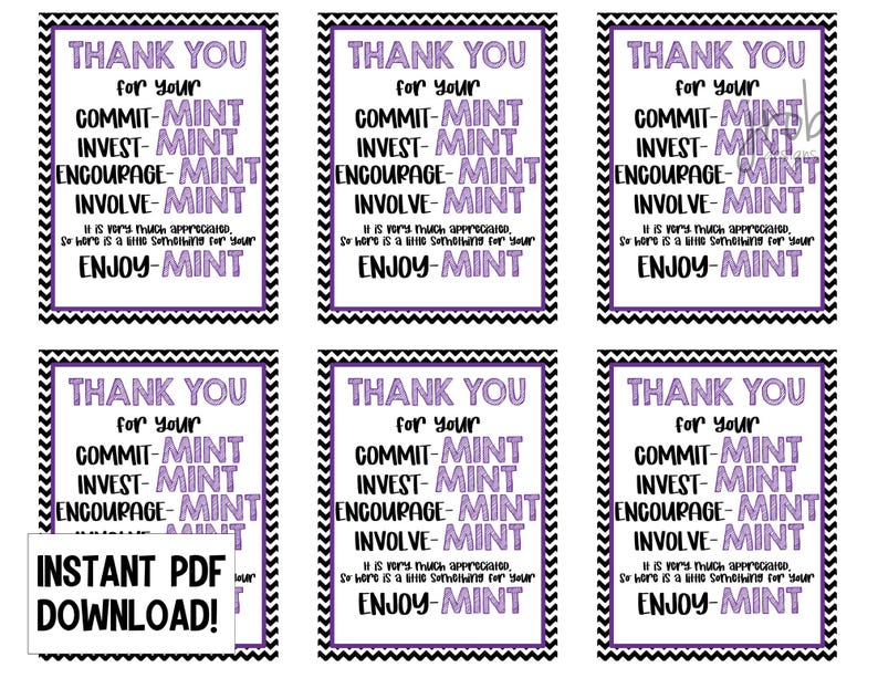 Thank You Mint Printable - Etsy