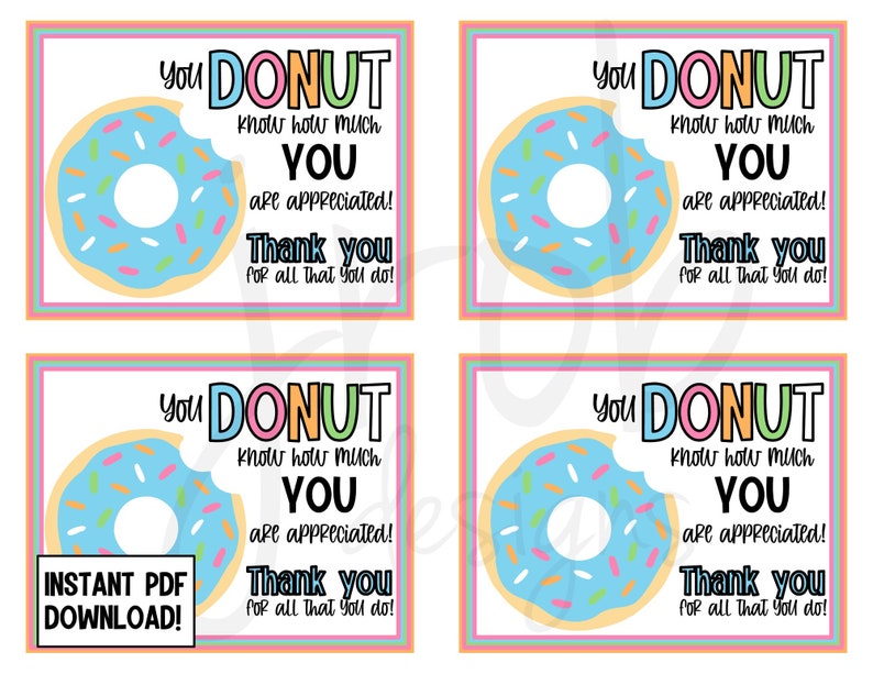 Donut Appreciation Printable - Etsy