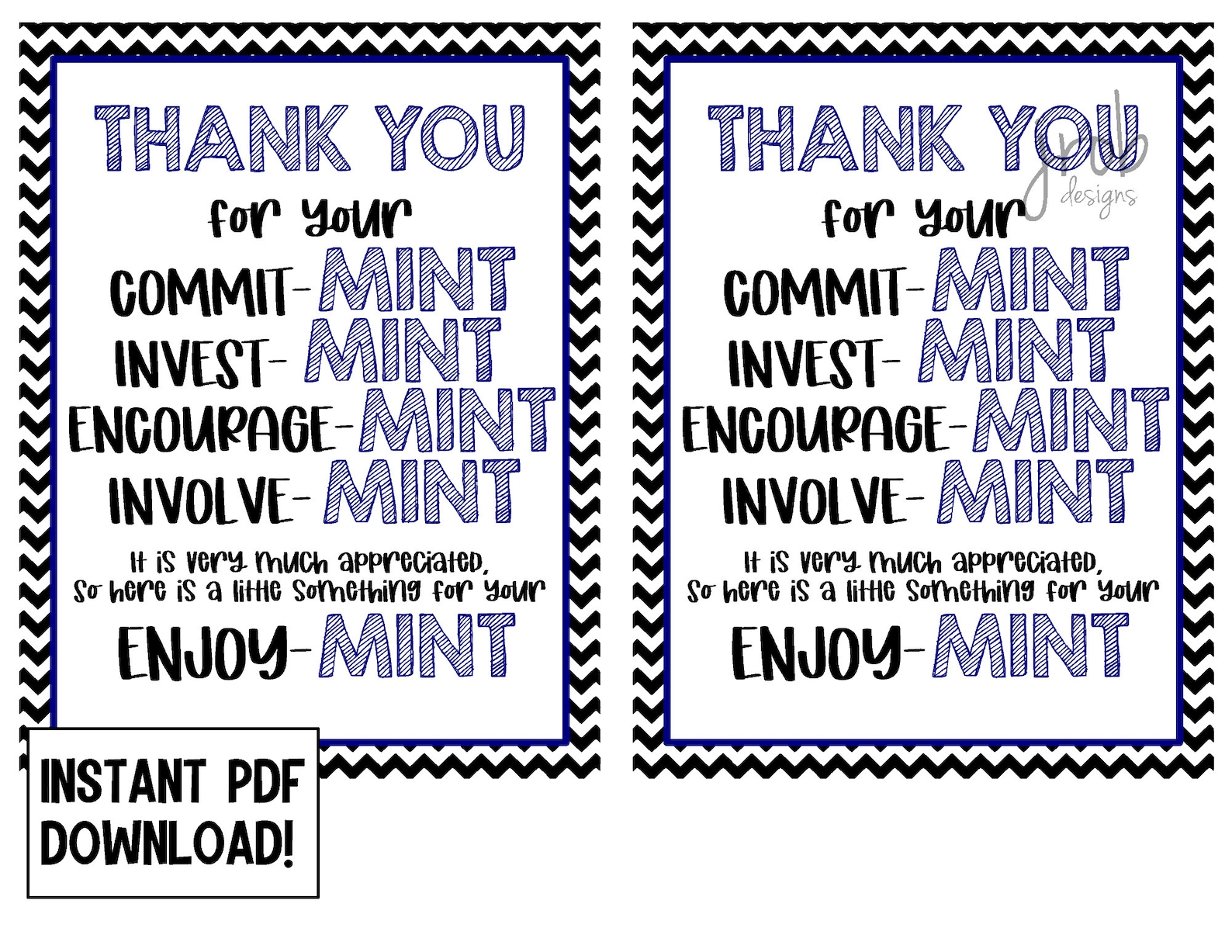 Thank You Mint Printable - Etsy