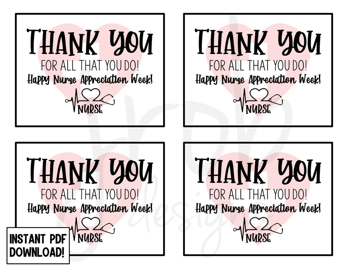 Nurse Appreciation Sign and Tags Printable - Etsy
