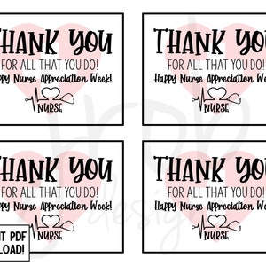 Nurse Appreciation Sign and Tags Printable - Etsy