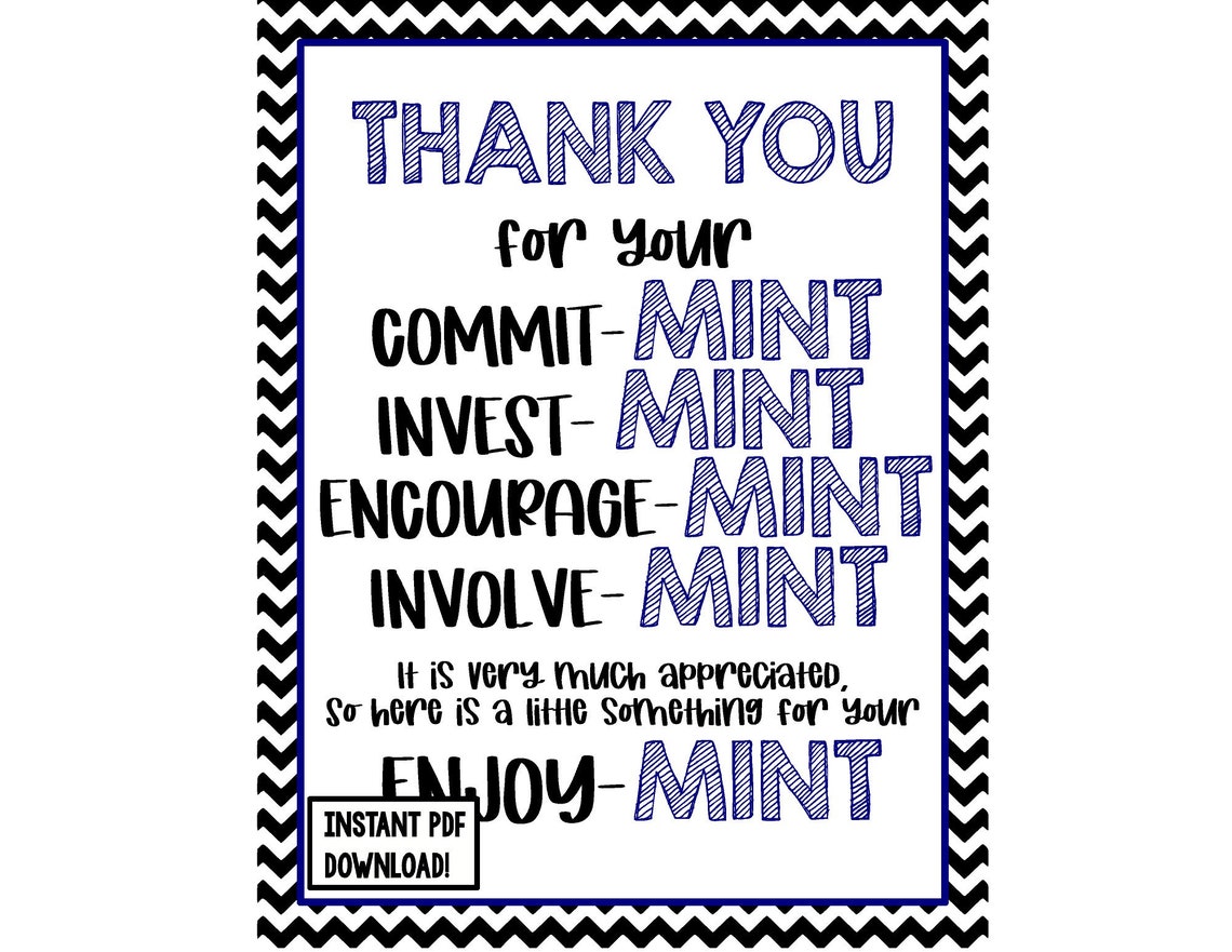 Thank You Mint Printable - Etsy