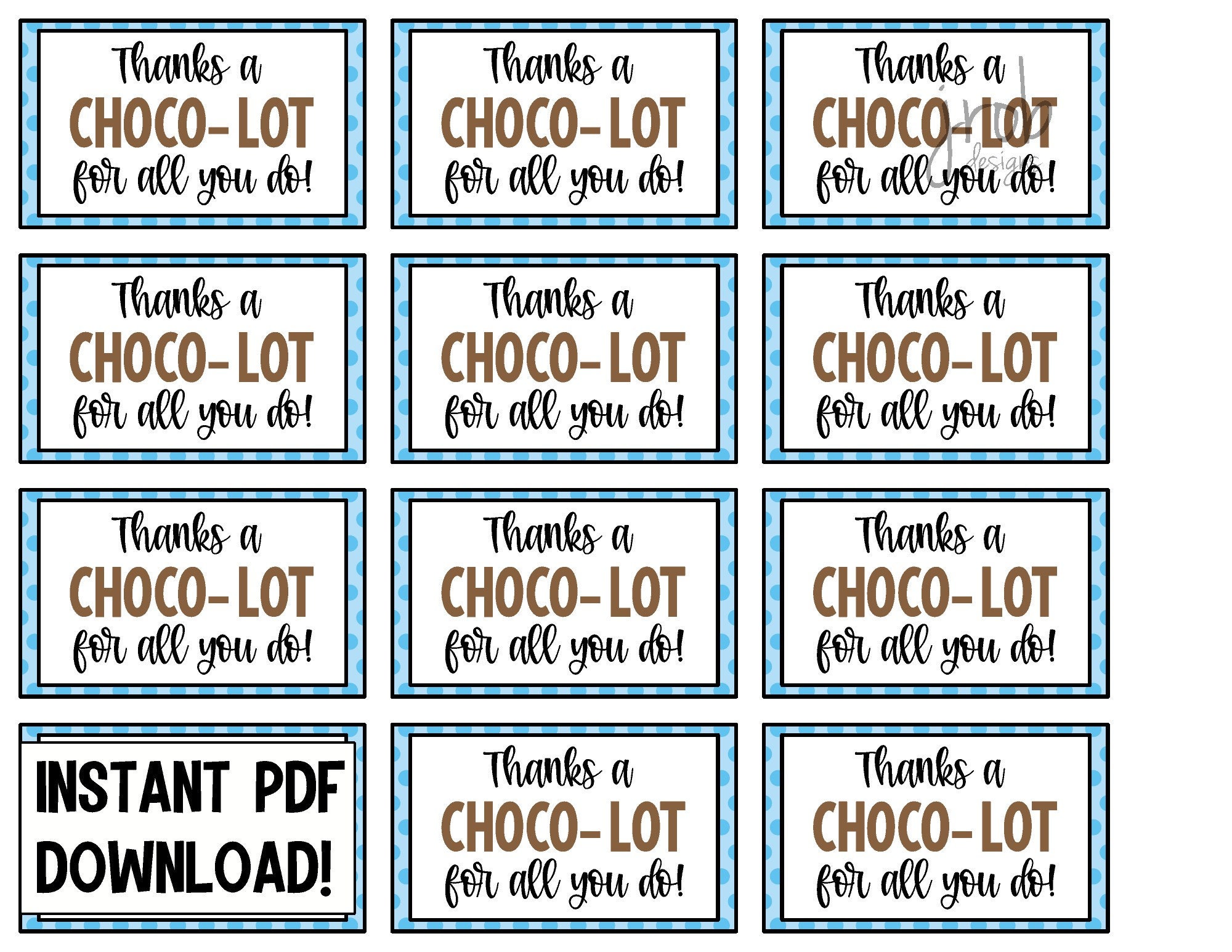 Thanks a Choco lot Printable Etsy Thanks a Choco lot Printable Etsy