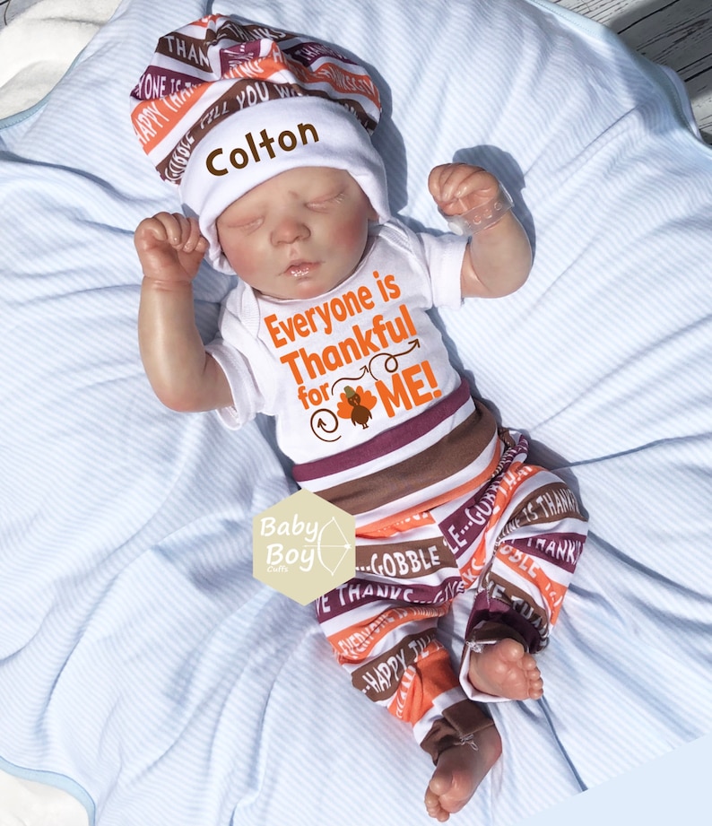 Outfit personalized My First Thanksgiving Pumpkins Everyone is thankful for me Thanksgiving Baby Boy First Thanksgiving Outfit