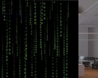 Naklejka ścienna z kodem binarnym, naklejki ścienne z winylu technologicznego, naklejka do pokoju gracza, wystrój komputerowy IT, naklejka ścienna z nauką oprogramowania Office 771SE