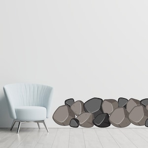 Decoración de piedras grises, Calcomanía de vinilo de arte de pared de pila de piedras, pegatina de pared de piedras de rocas de Cairns, Decoración de pared de sala de estar, Calcomanía de arte de pared de cerca 668SE