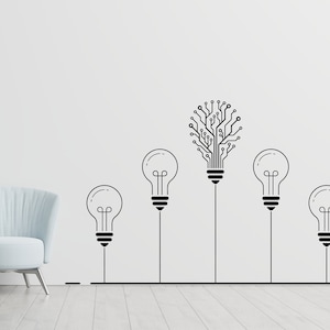 Circuit Board Lightbulb Office Vinyl Decal, Idea Office Wall Decal, Tech Wall Decor, Office Wall Art, Business Decal, Business Sticker 890SE