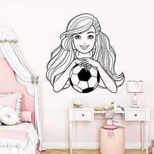 Girl Soccer Wall Decal  Soccer Player Wall Sticker  Soccer Wall Decor 1758EZ