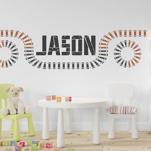 Personalized Name Railroad Track Wall Vinyl Stickers Train Track Wall Decals Train Railway track wall decor Nursery Decor Kids Room 545SE