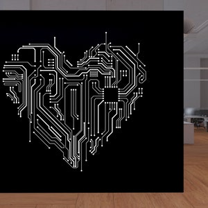 Circuit Board Office Wall Decal, Technology Vinyl Wall Art Decals, Gamer Room Decal, Computer IT Decor, Software Wall Sticker Office 885SE