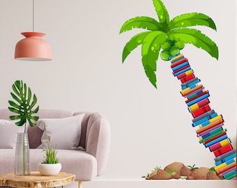 Books Wall Decals Decor Nursery Kids Library Gifts Library Decal Wall Art Book Palm Wall Art Book Lover Gifts Book Wall Sticker Decor 791SE