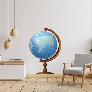 Globus Wandtattoo, Globus Vinyl Aufkleber Home Office Dekor, Planet Erde Geographisches Dekor, Weltkarte Wandtattoo, Globus Wandtattoo 821SE