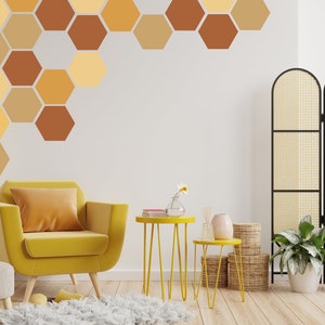 Decoración de pared de nido de abeja, Calcomanías de pared de nido de abeja de oro, Calcomanía de pared de vinilo hexagonal, Decoración de pared moderna, Calcomanías de pared geométricas, Vinilo de panal de miel 650SE